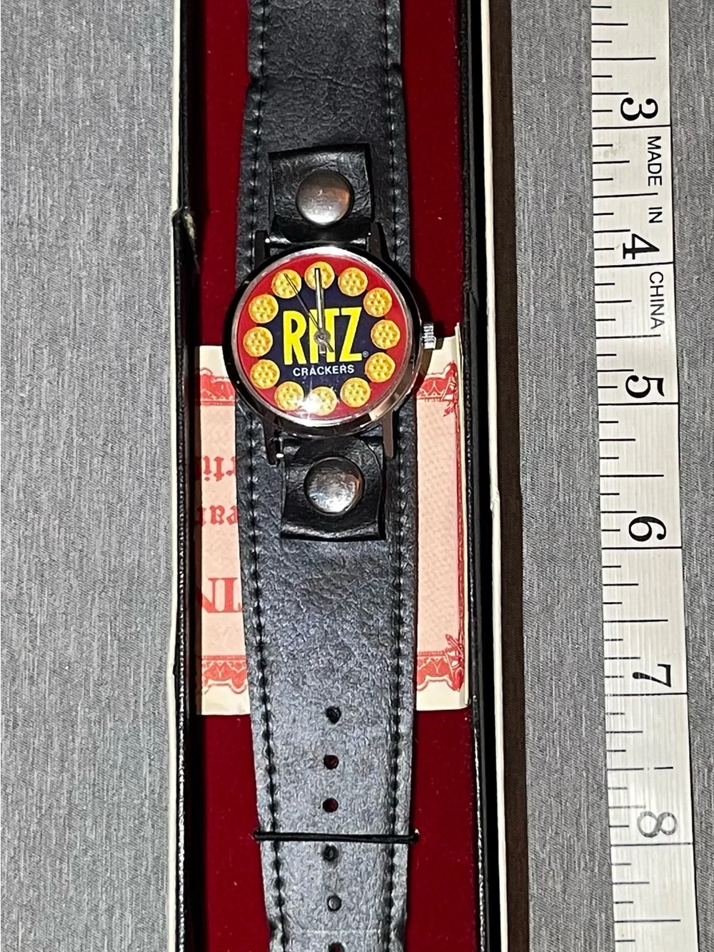 NOS VTG RITZ CRACKER wrist watch in original BOX advertising Works As Of Today